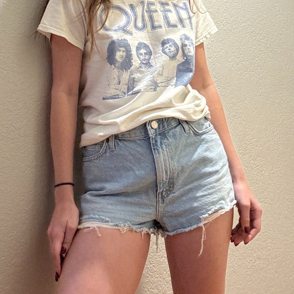 BDG's Girlfriend High-Waisted Denim Short in Light Blue